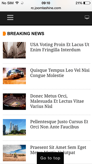 Module positions in mobile layout